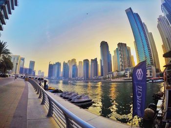 City skyline with river in background