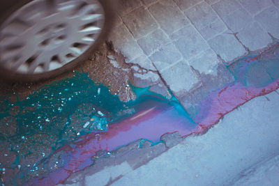 High angle view of water on floor