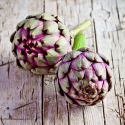 Close-up of vegetables on wooden table