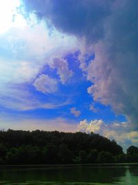 Scenic view of lake against cloudy sky