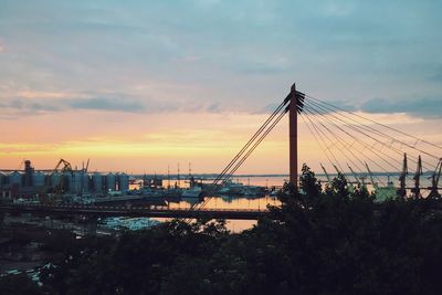 Built structure against sky at sunset