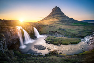 Scenic view of waterfall