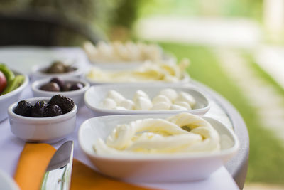 Close-up of ice cream in bowl on table