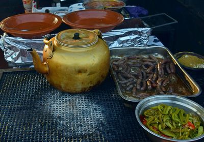 High angle view of food on table