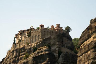 Orthodox monastery on top of meteora mountains. greece, europe