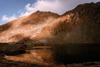 View of mountain range against sky