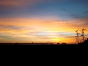 Scenic view of silhouette landscape against sky during sunset