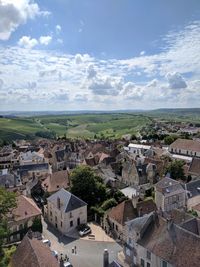 High angle view of townscape against sky