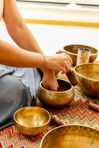 Midsection of woman preparing food