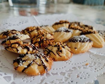 High angle view of dessert in plate on table