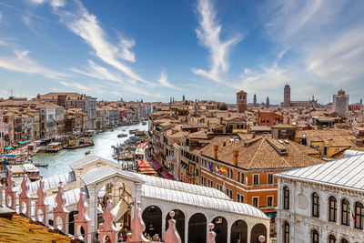 High angle view of buildings in venice against sky