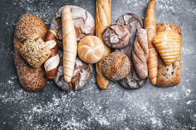 High angle view of bread on table