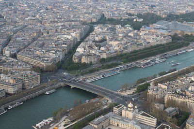 High angle view of buildings in city