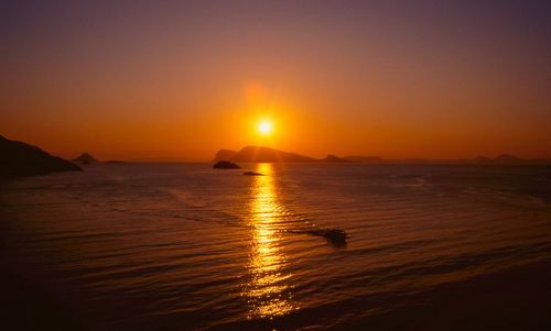 Scenic view of sea at sunset