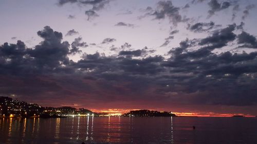 Scenic view of sea against sky at sunset