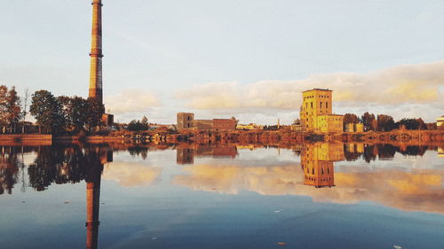 Reflection of buildings in water
