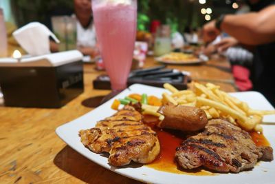 Close-up of food on table