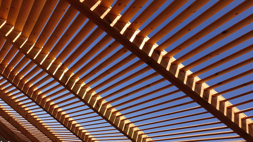 Full frame shot of roof structure in wood material 