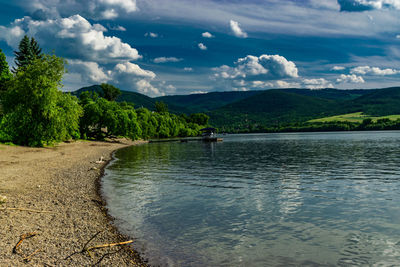 Scenic view of lake against sky