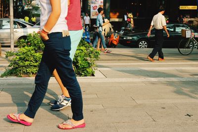 People walking on road