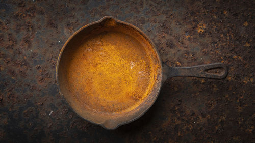 High angle view of egg on table