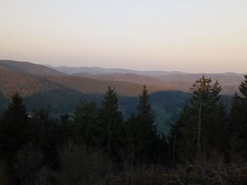 Scenic view of mountains against sky during sunset