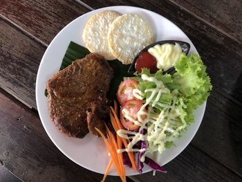 High angle view of meal served in plate