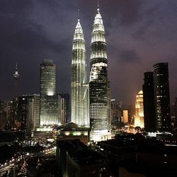 City lit up at night