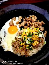 Close-up of served food in plate