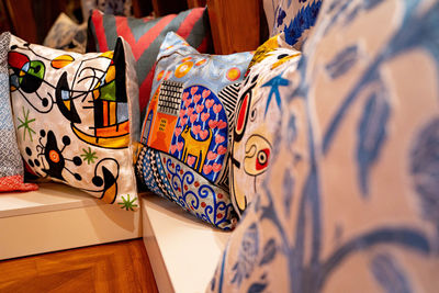Traditional pillows with colorful embroidery
