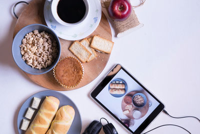 High angle view of coffee on table