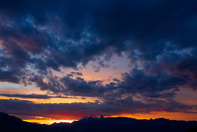 Scenic view of dramatic sky during sunset