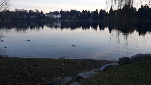 Scenic view of lake against sky