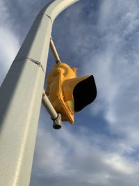 Low angle view of flags against sky