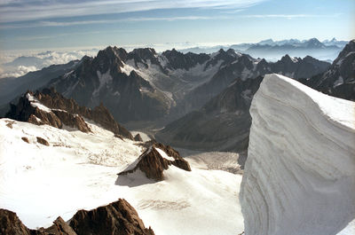 Scenic view of mont blanc du tacul against sky