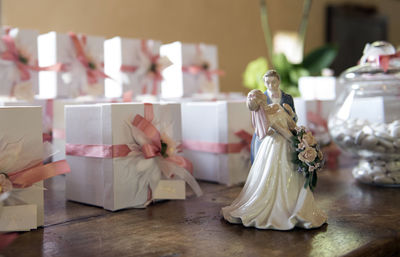 Close-up of figurine on table