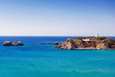 Scenic view of sea against clear sky