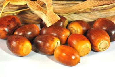 High angle view of fruits in plate
