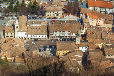 View of san marino city with piazza grande from above