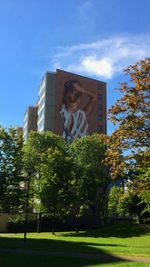 Woman in front of building