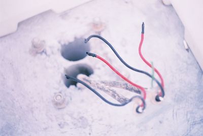 High angle view of chain on snow