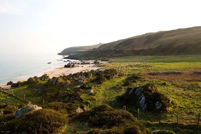 Scenic view of sea against clear sky