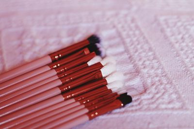 High angle view of multi colored pencils