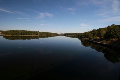 Reflection of trees in calm lake