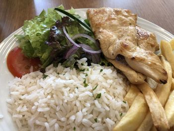 High angle view of meal served in plate