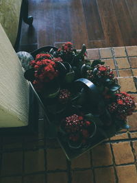 High angle view of fruits on table