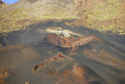 High angle view of rock formations in desert