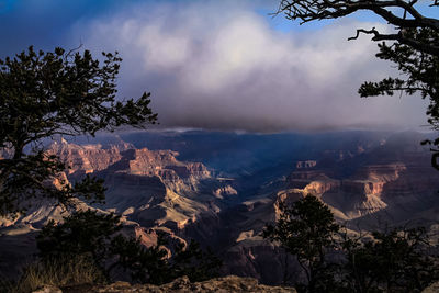 Scenic view of landscape and mountains against sky