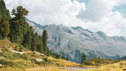 Scenic view of mountains against sky