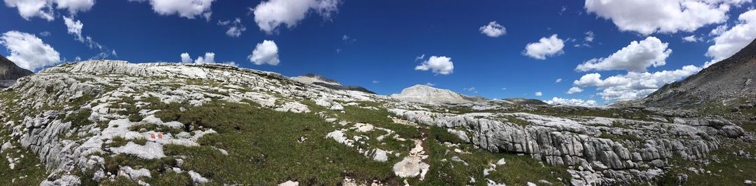Panoramic view of mountains against sky